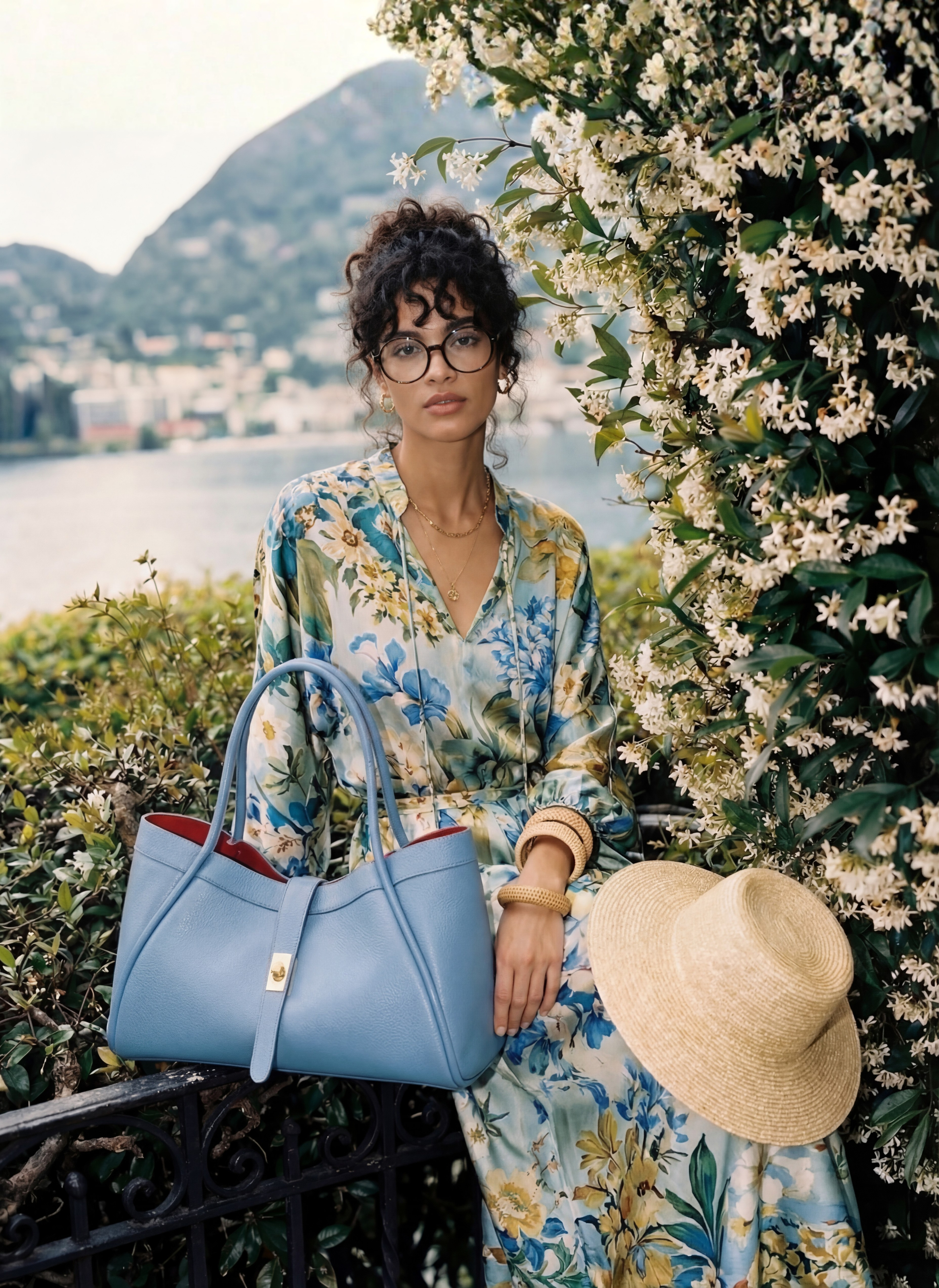 Mayfair-taske i Togo-kalveskind – denim