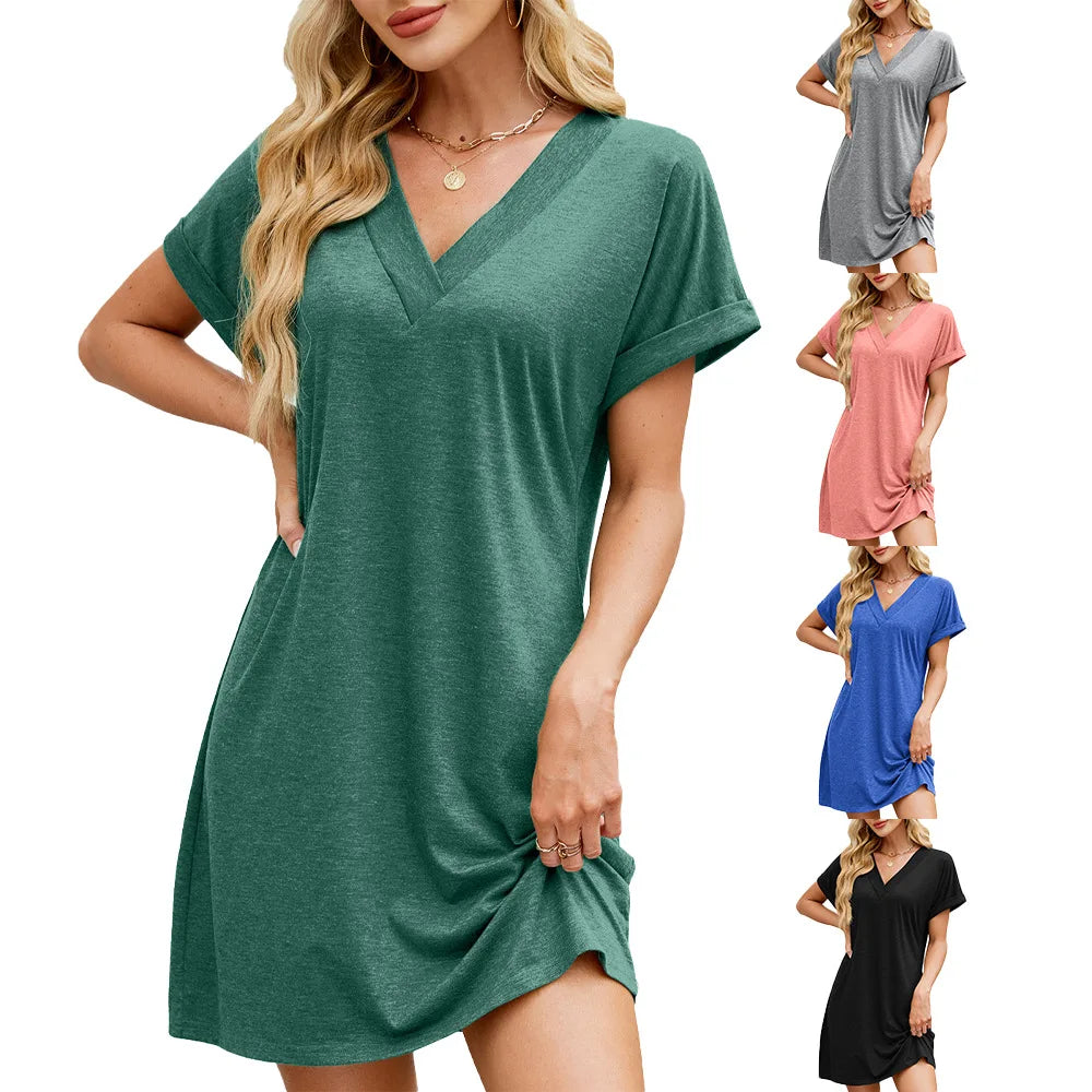 Hanna afslappet V-hals T-shirt kjole
