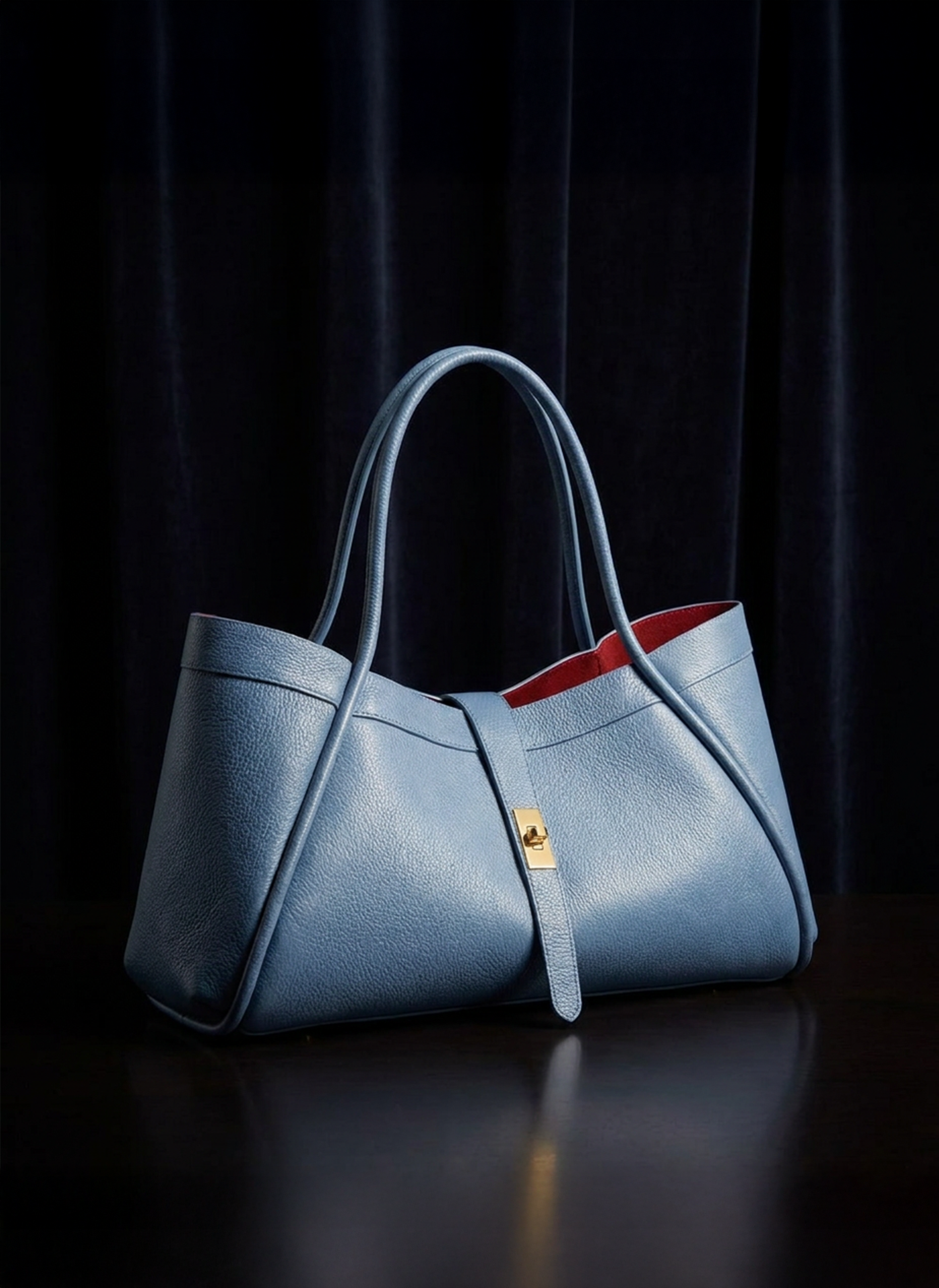 Mayfair-taske i Togo-kalveskind – denim