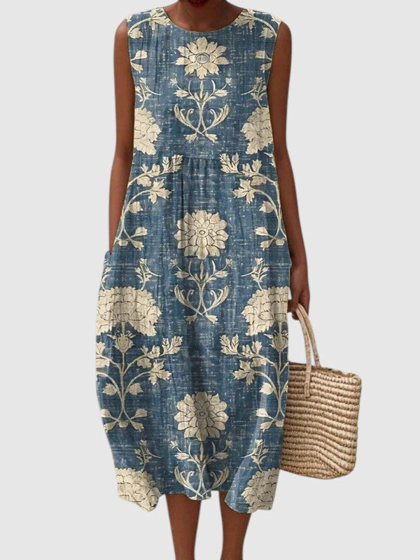 Arlo - Klassisk Midikjole med Blomsterprint