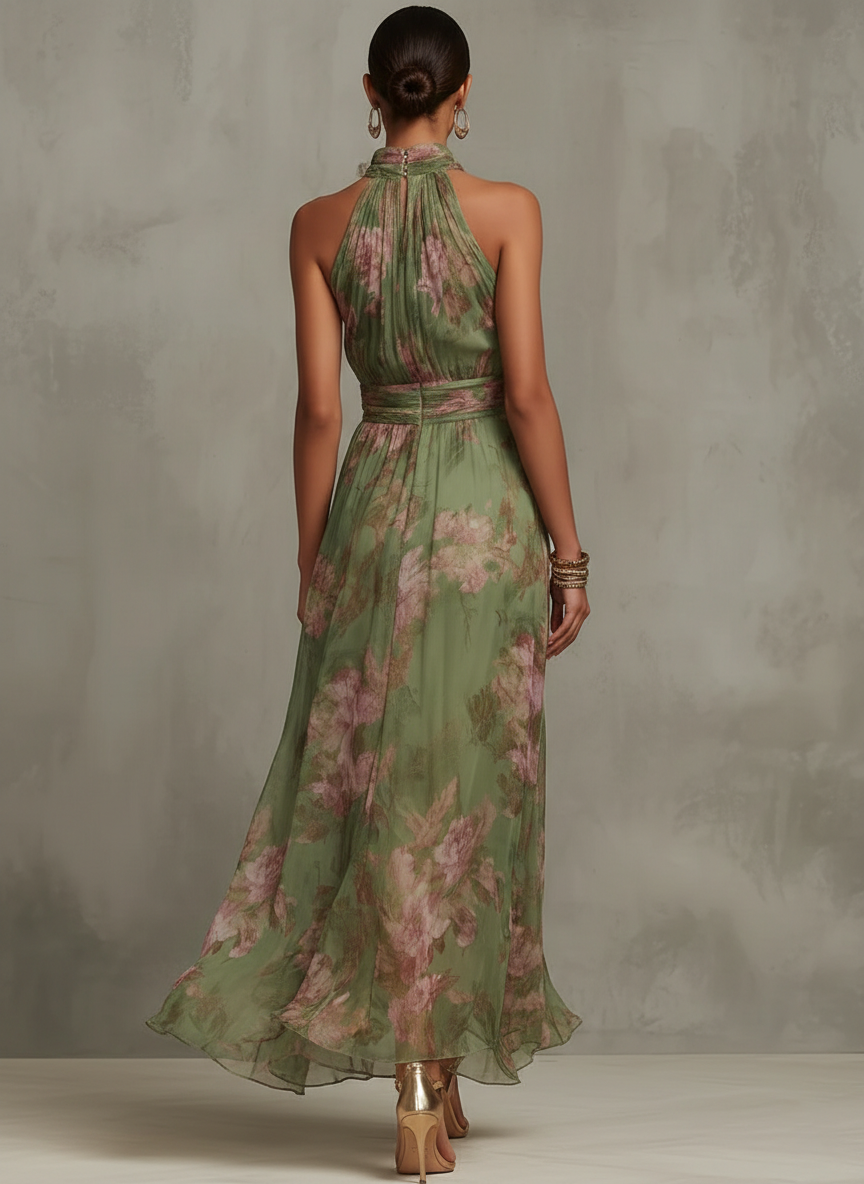 Livia | Blomstret halter-maxikjole