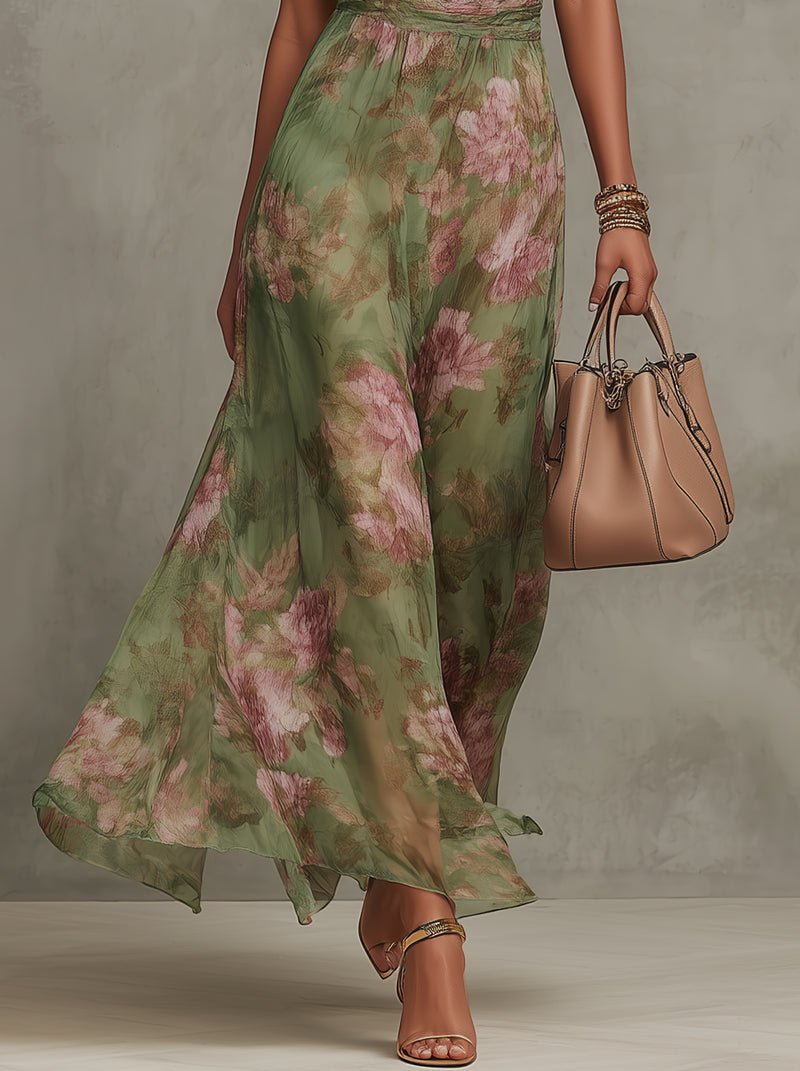 Livia | Blomstret halter-maxikjole