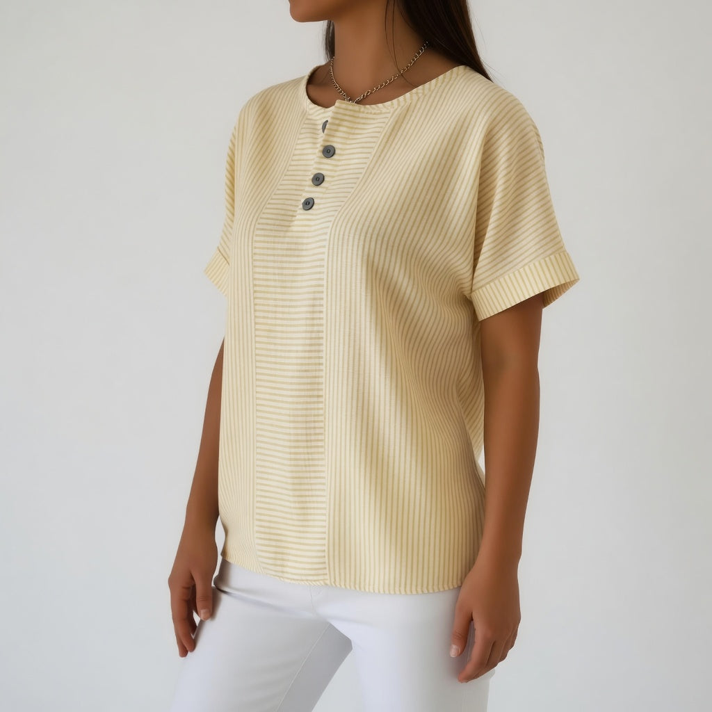 Sorène 100% hørbluse med bløde striber