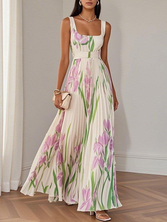 Yara™ - Maxikjole i plisseret chiffon