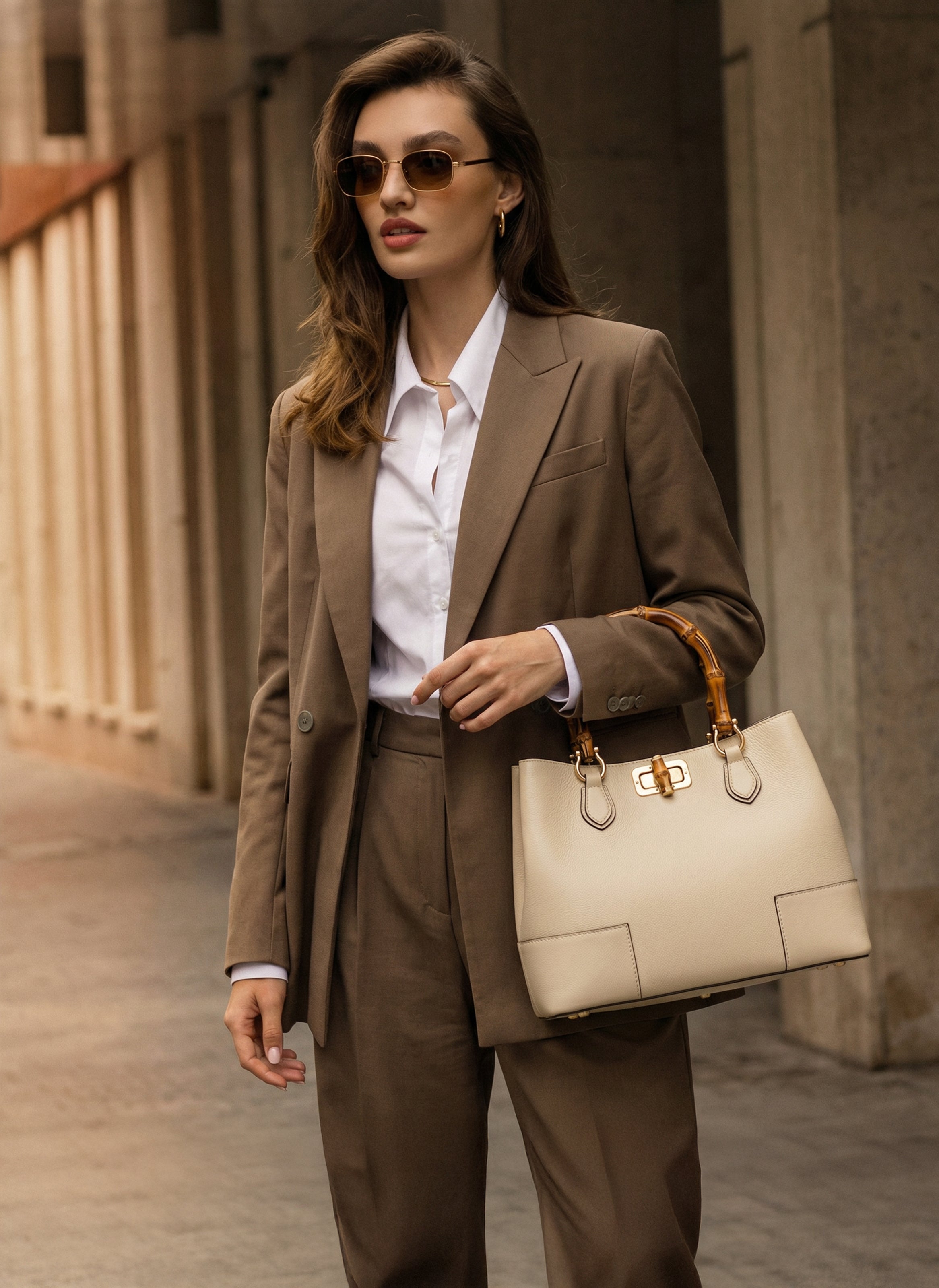 Bamboo Babe-taske i Dollaro-kalveskind – beige