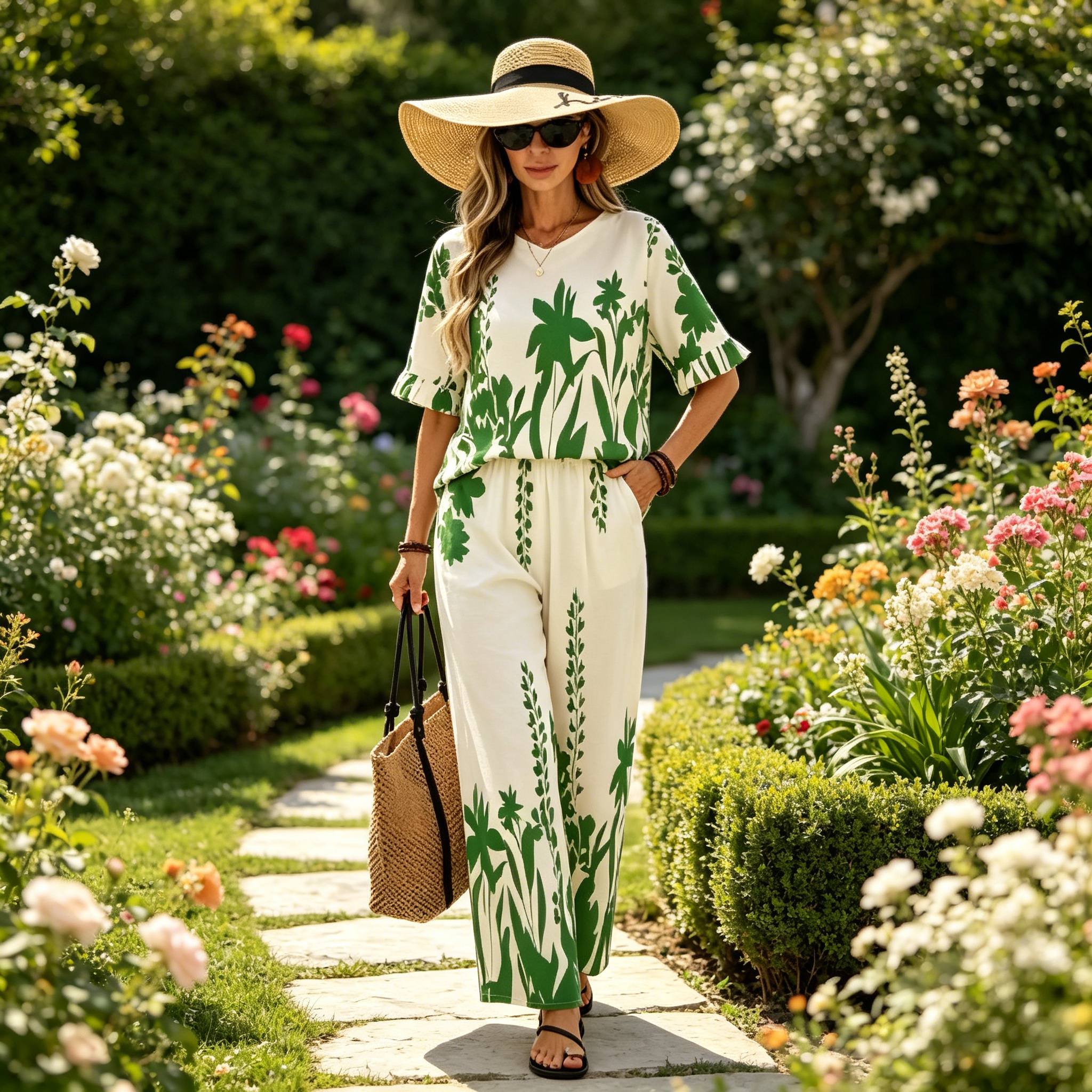 Saga elegant buksesæt med blomsterprint