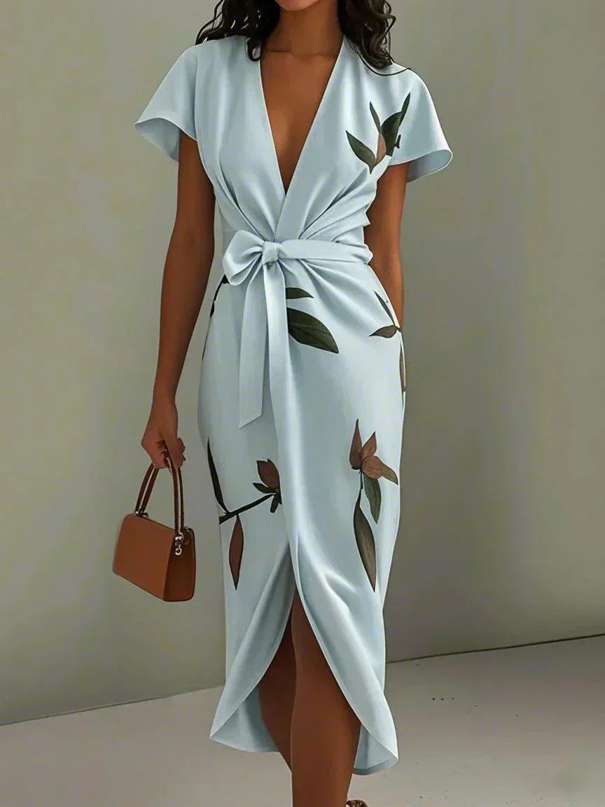 Elin™ - Elegant slå-om-kjole med blomsterprint