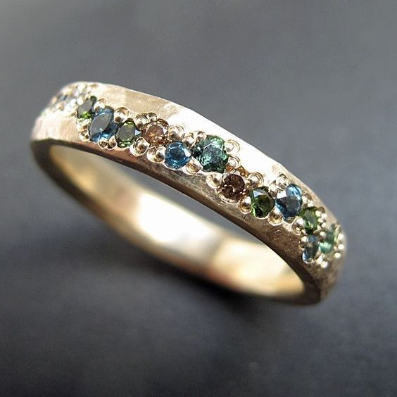 Vintage guldring i farver