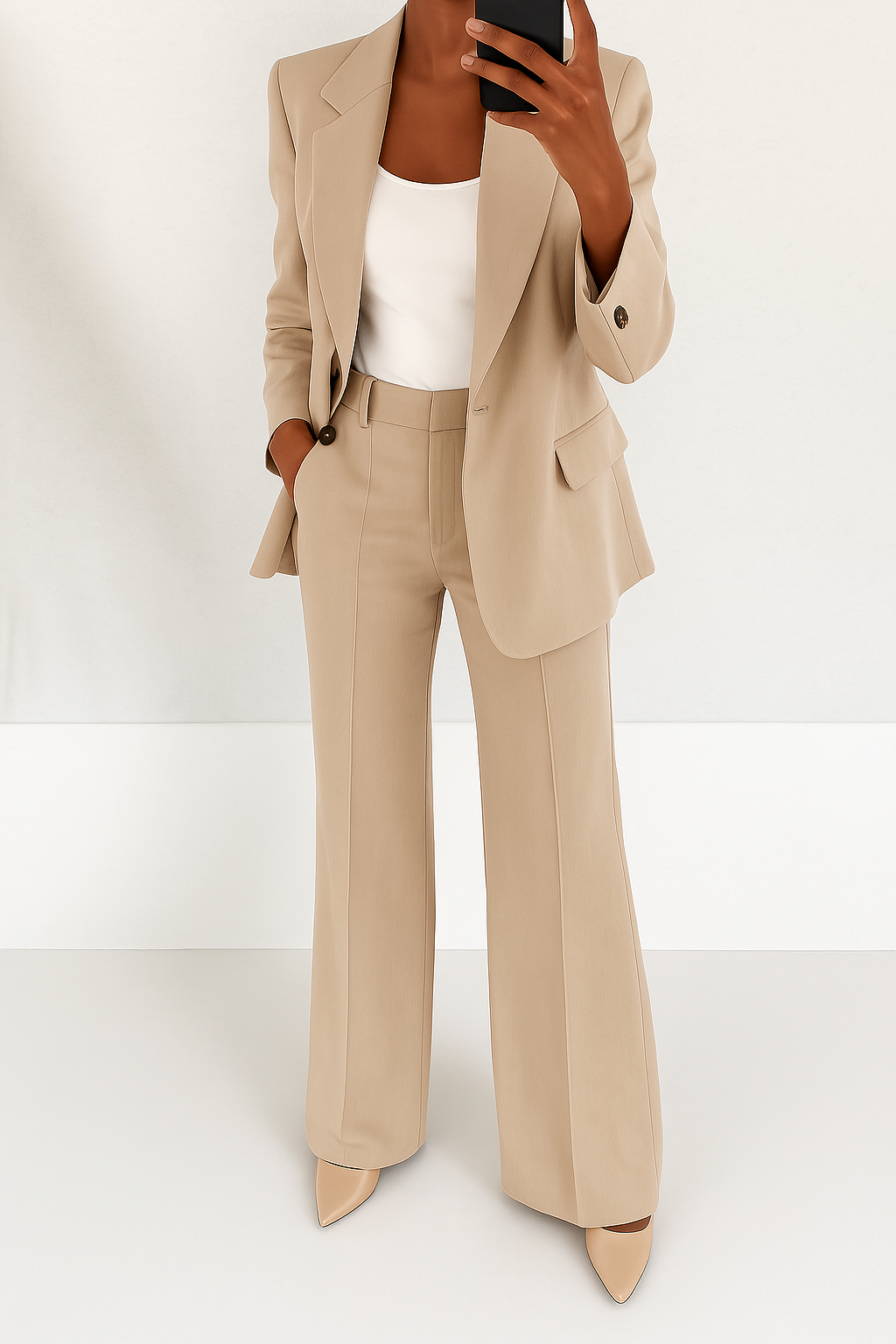 Viviana elegant 2-delt sæt i Beige