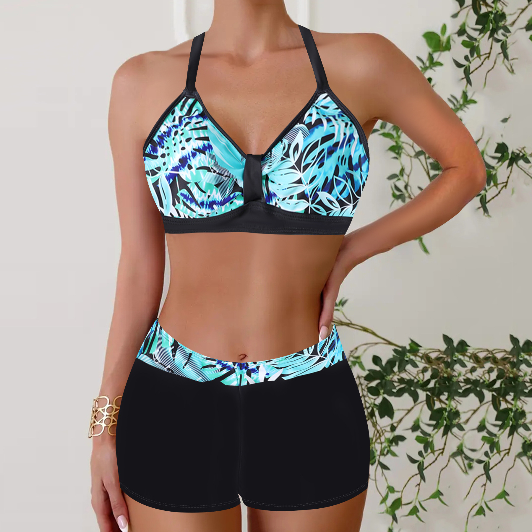 Janette – Ribbet bikini med høj talje