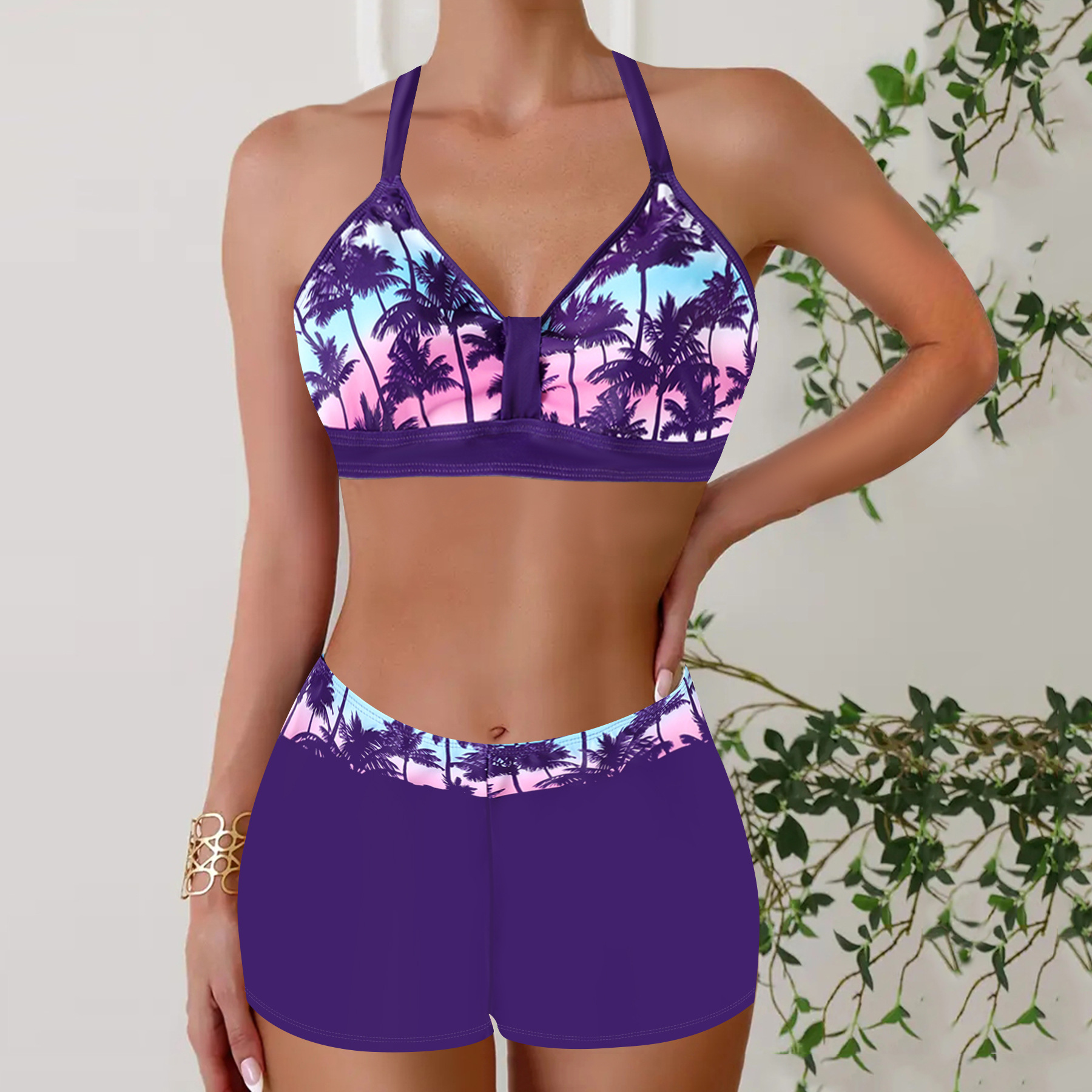 Janette – Ribbet bikini med høj talje
