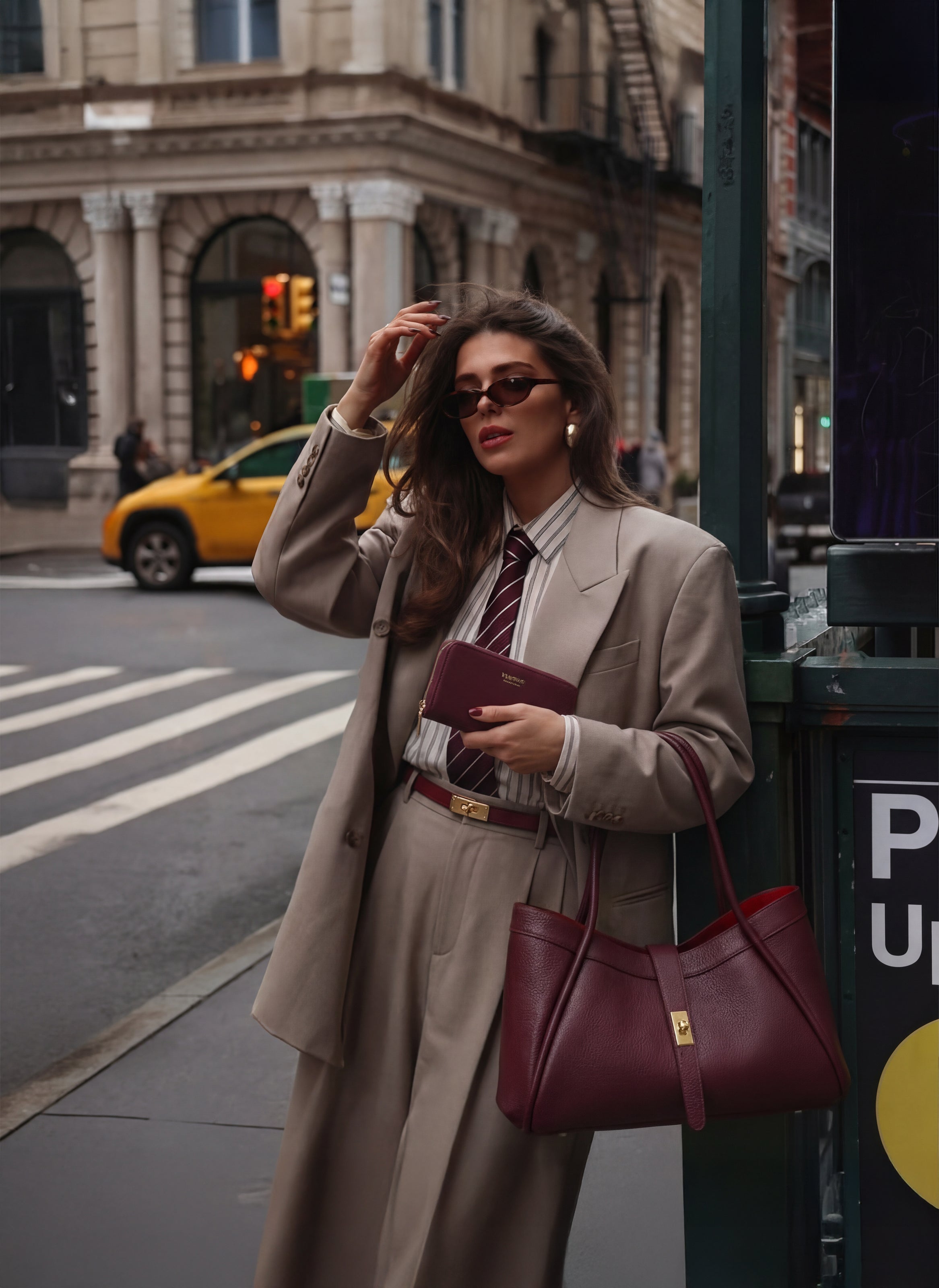 Mayfair-taske i Togo-kalveskind – bordeaux