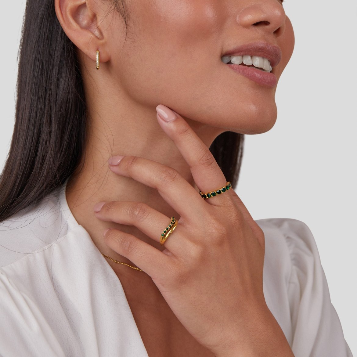 Mary - Smaragdgrøn lagdelt ring