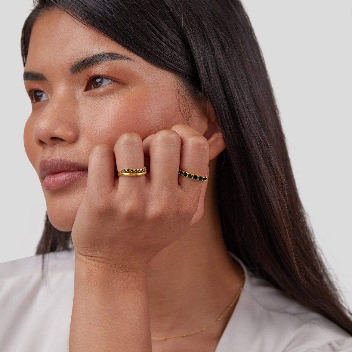 Mary - Smaragdgrøn lagdelt ring