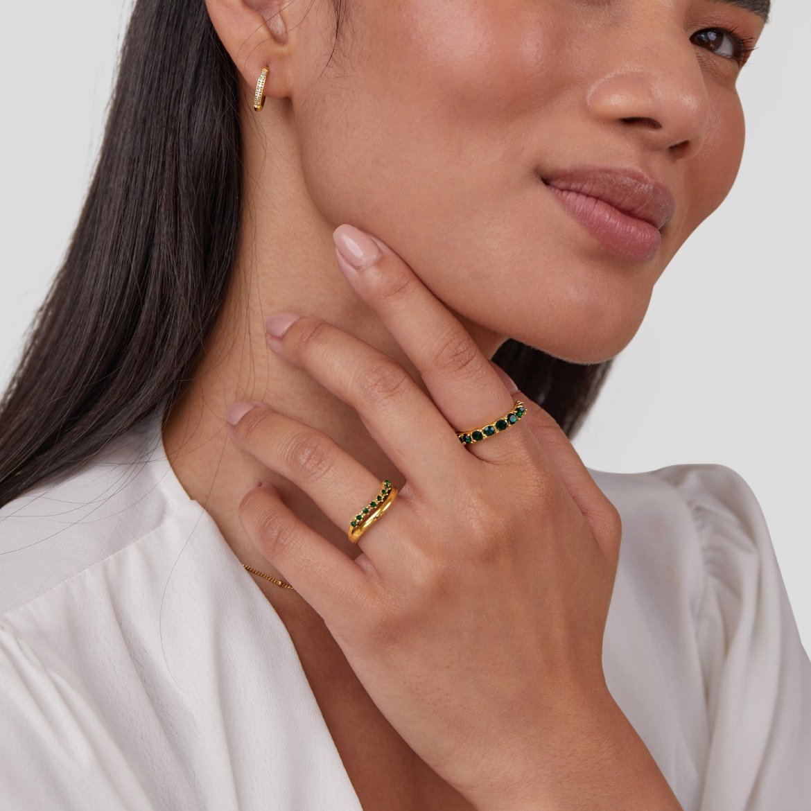Mary - Smaragdgrøn lagdelt ring