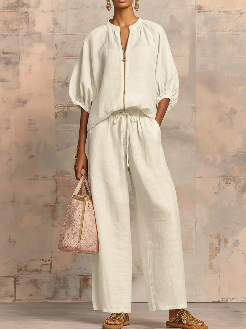 Enrichetta™ – Casual elegant sæt med bluse og bukser
