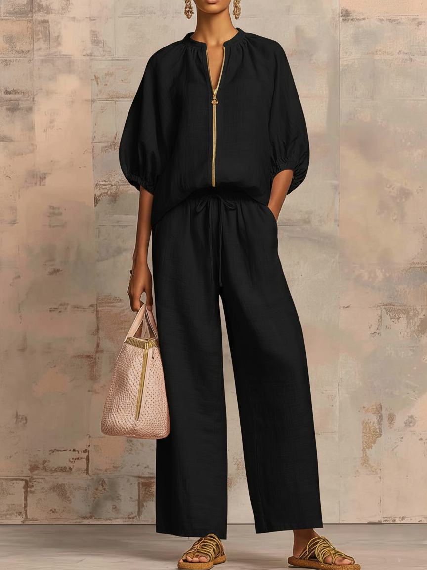 Enrichetta™ – Casual elegant sæt med bluse og bukser