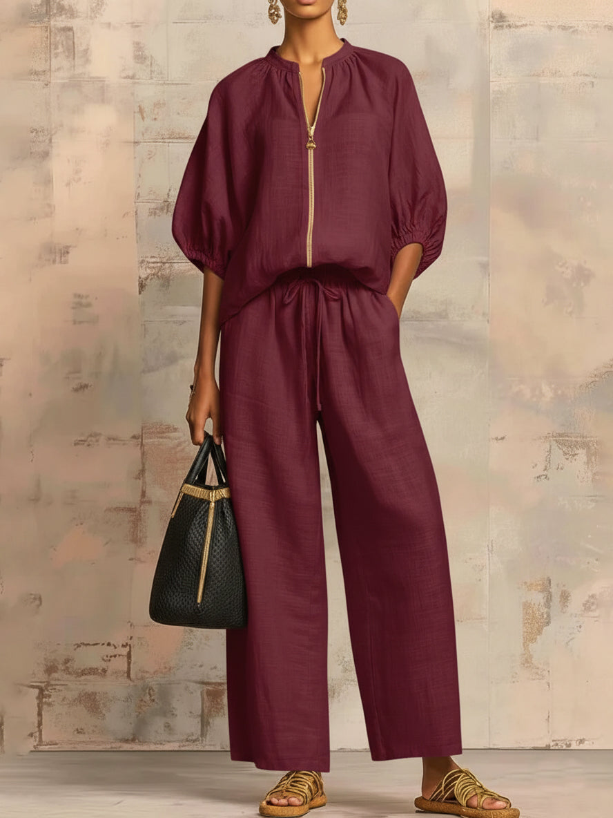 Enrichetta™ – Casual elegant sæt med bluse og bukser