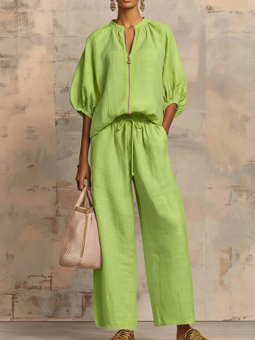 Enrichetta™ – Casual elegant sæt med bluse og bukser