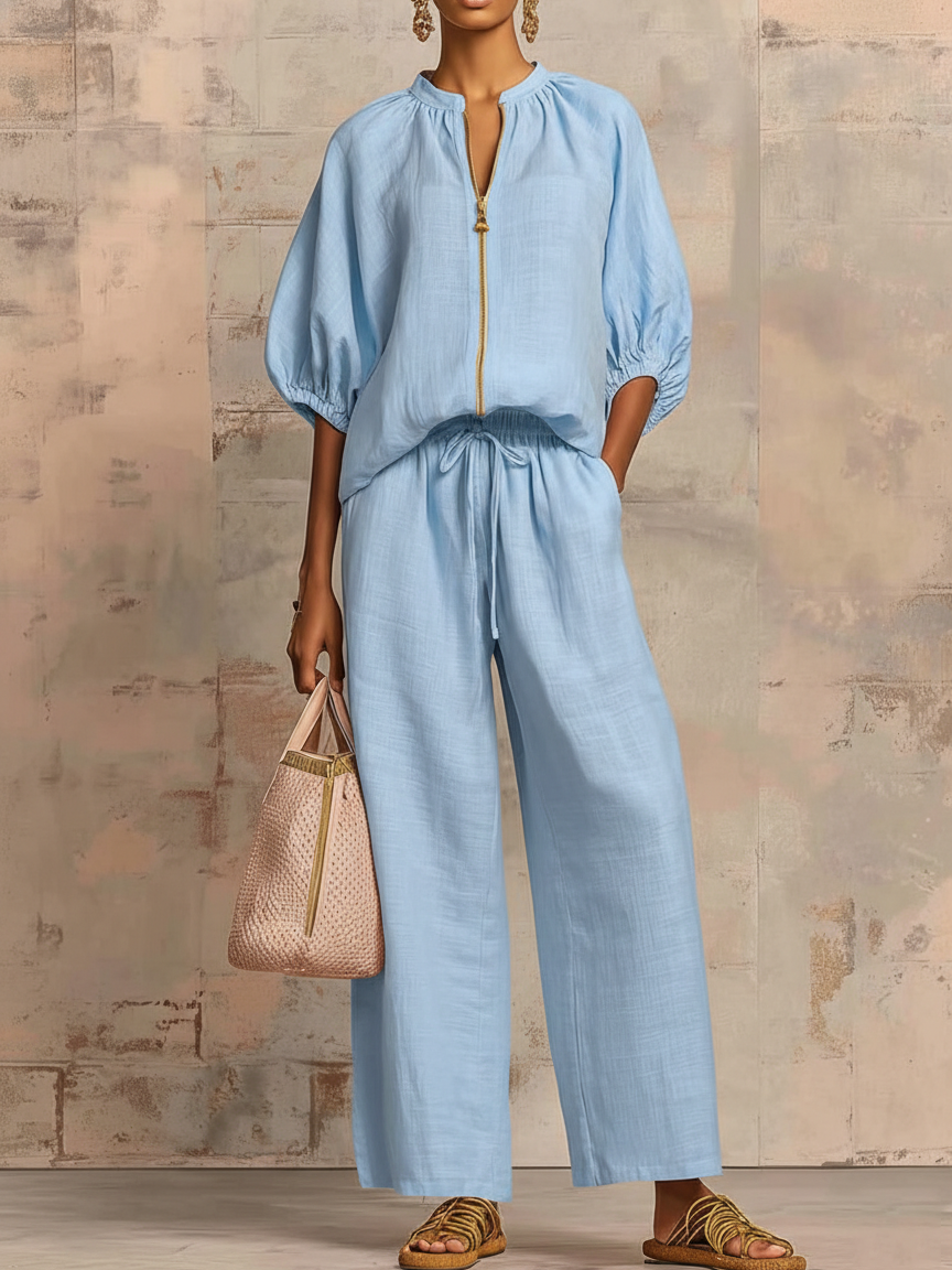 Enrichetta™ – Casual elegant sæt med bluse og bukser
