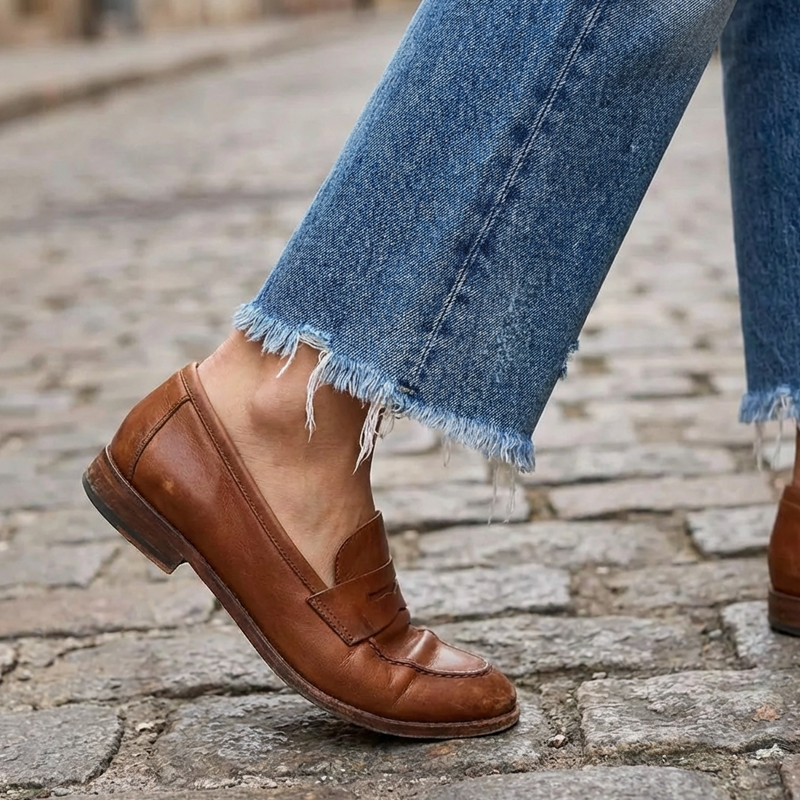 Nora croppede straight jeans med retro denimvask