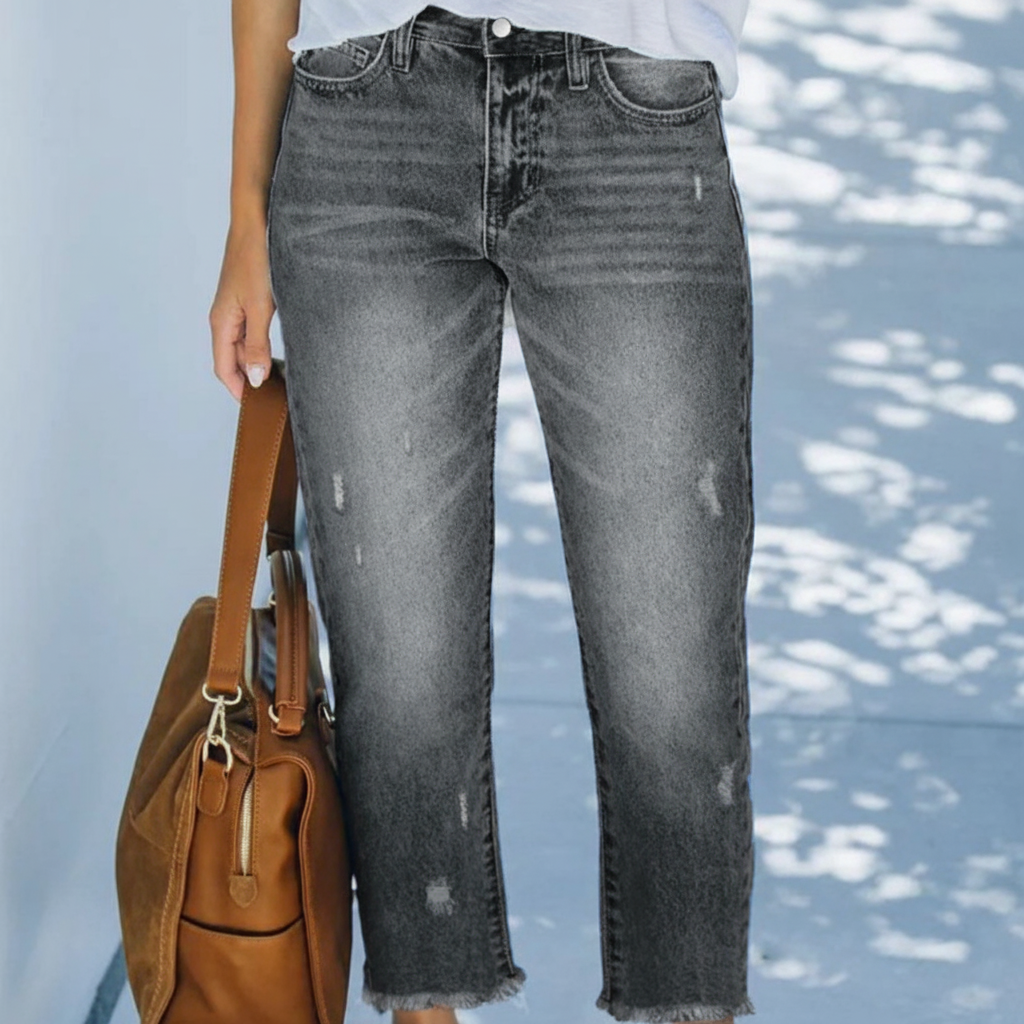 Nora croppede straight jeans med retro denimvask
