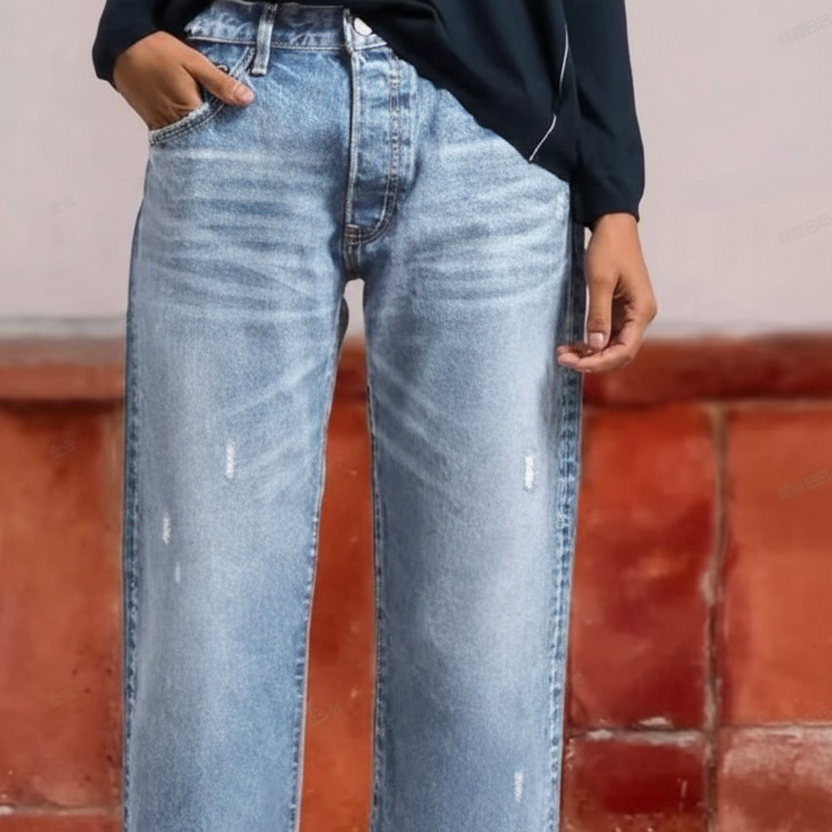 Nora croppede straight jeans med retro denimvask