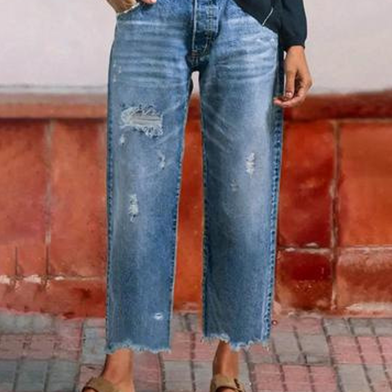 Nora croppede straight jeans med retro denimvask