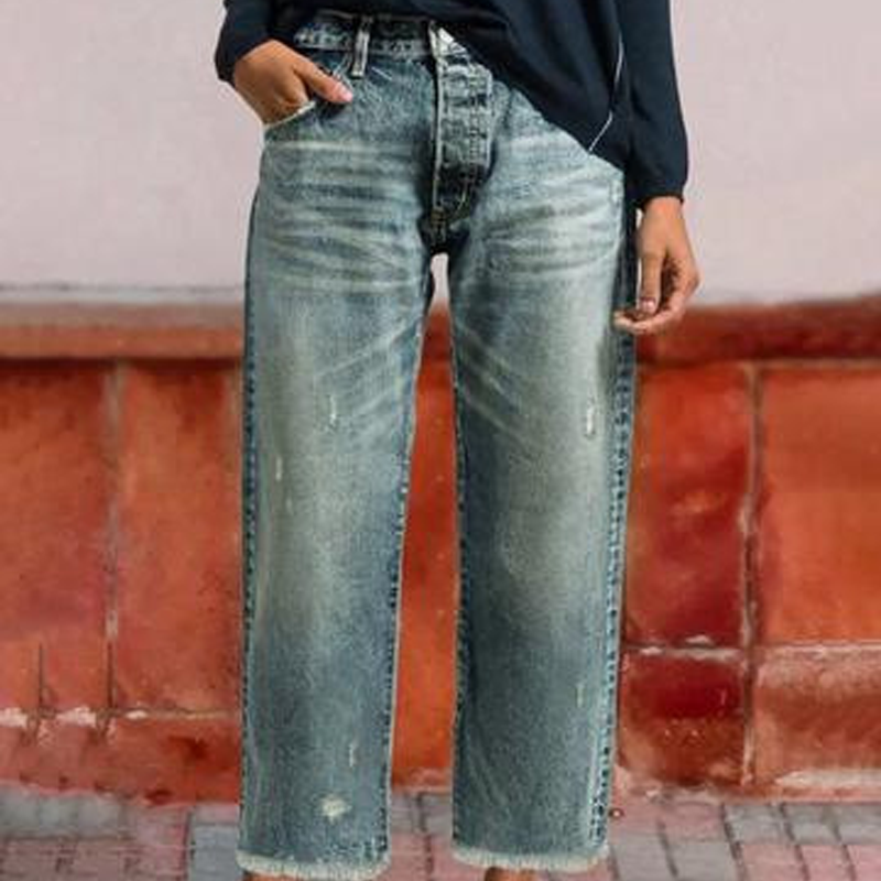 Nora croppede straight jeans med retro denimvask