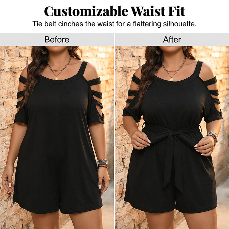 Luna plus-size playsuit i Sort