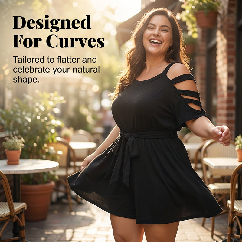 Luna plus-size playsuit i Sort