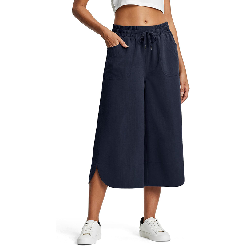 Livia højtaljede cropped bukser med elastisk talje