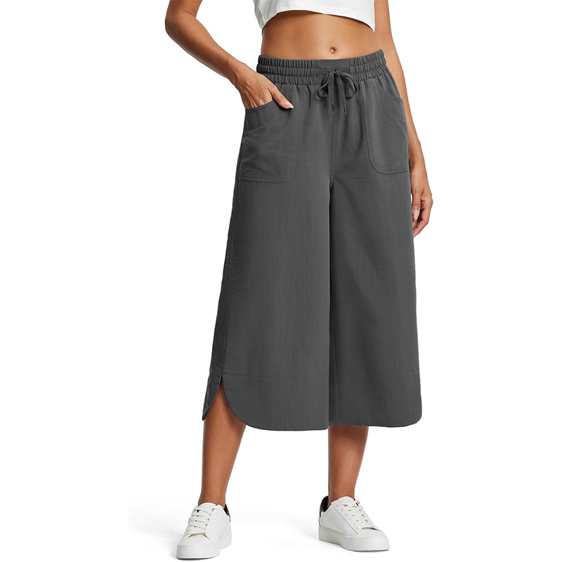 Livia højtaljede cropped bukser med elastisk talje