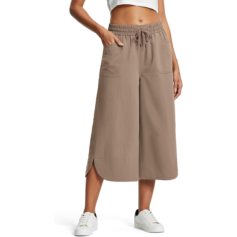 Livia højtaljede cropped bukser med elastisk talje