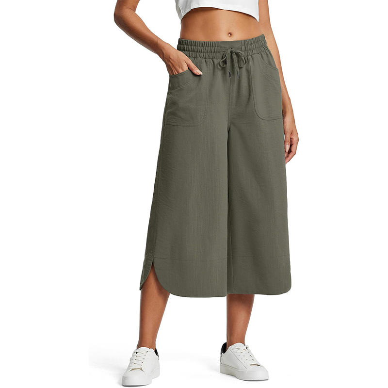 Livia højtaljede cropped bukser med elastisk talje