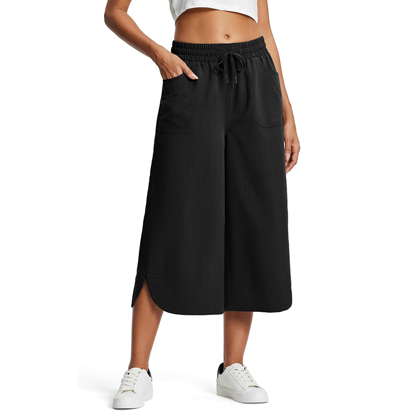 Livia højtaljede cropped bukser med elastisk talje