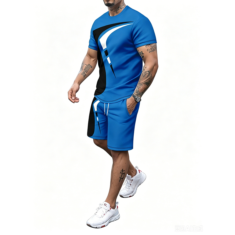 Oscar grafisk 2-delt T-shirt og shortsæt til mænd